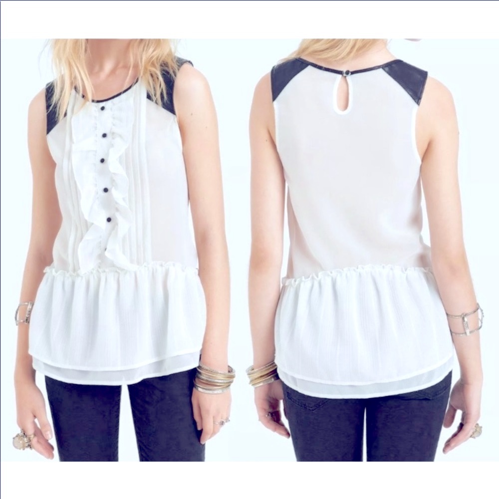 💯✅ AUTHENTIC FREE PEOPLE FAUX LEATHER RUFFLE TOP